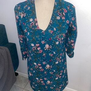 Women’s XS Speechless Green Floral Dress with 3/4 Sleeves